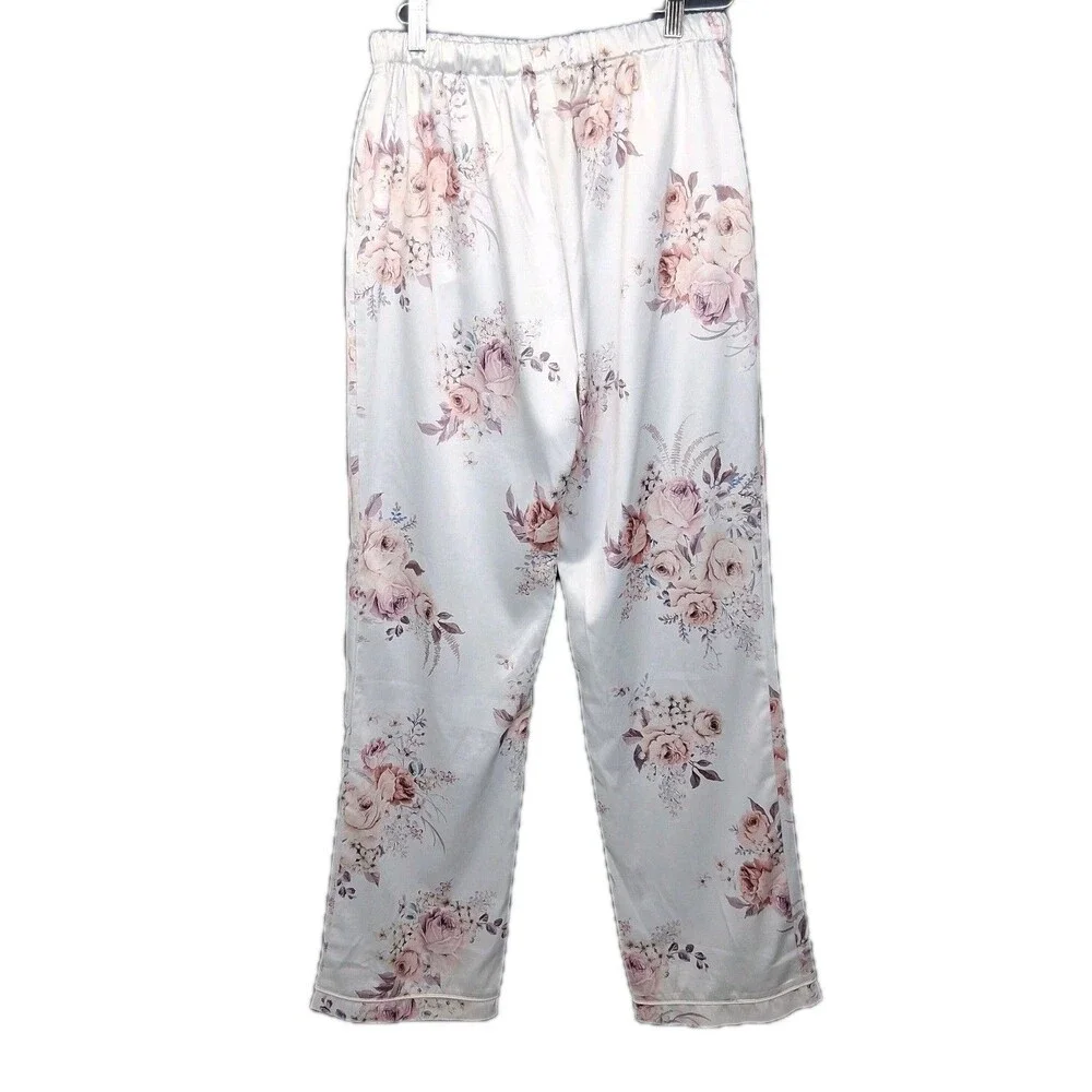 Le Rose Pajama Satin Pants Rose Motif Size XS Cottagecore Feminine